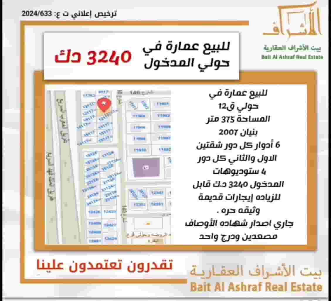 للبيع عمارة في حولي قطعة 12