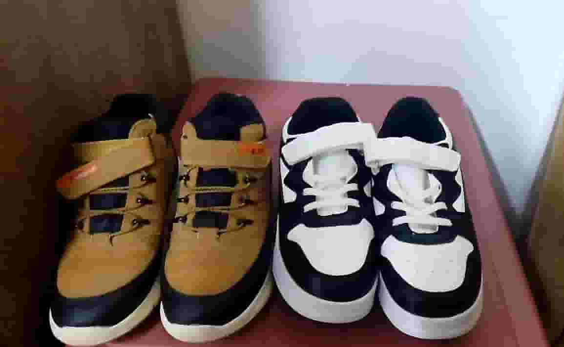New baby shoes were not used. White was not used for girls and my son was boys