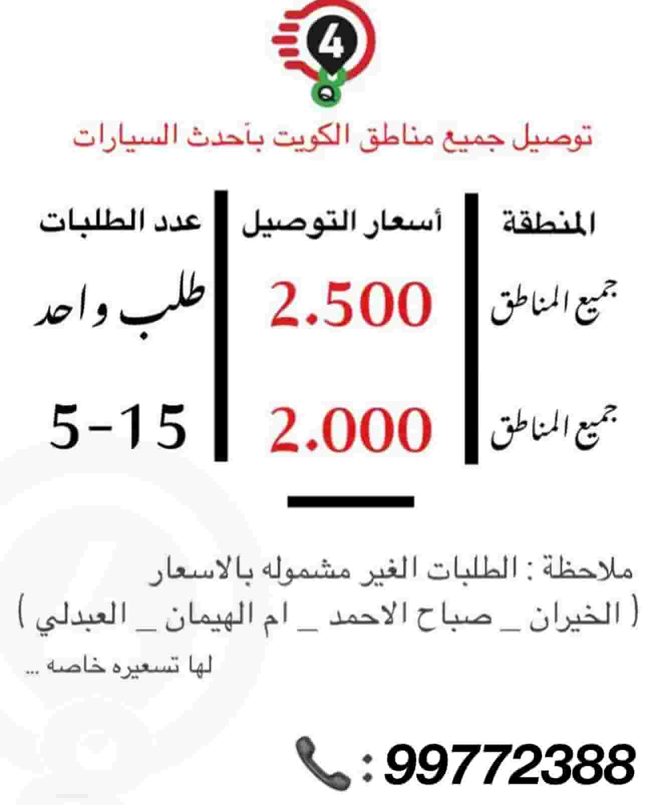 توصيل جميع مناطق الكويت