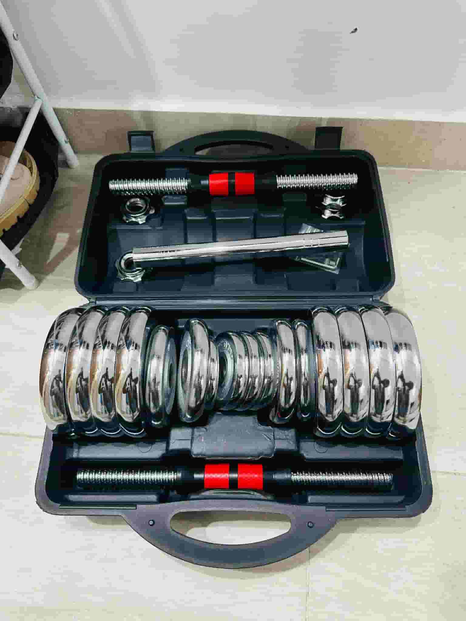 30KG Chrome adjustable dumbbells box