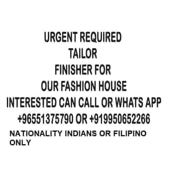 URGENT REQUIRED TAILOR AND FINISHER