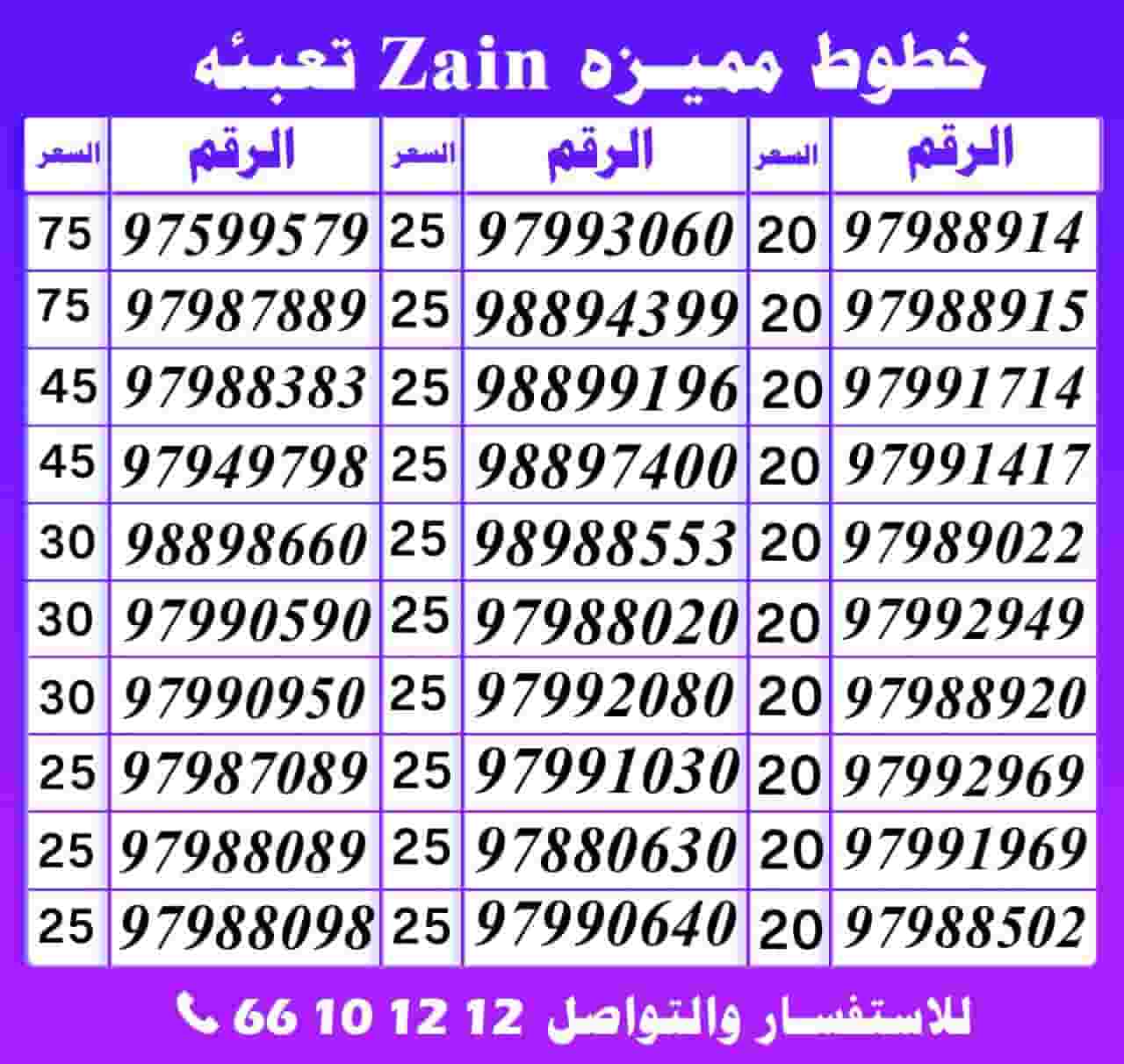 Special numbers for sale Zain Kuwait