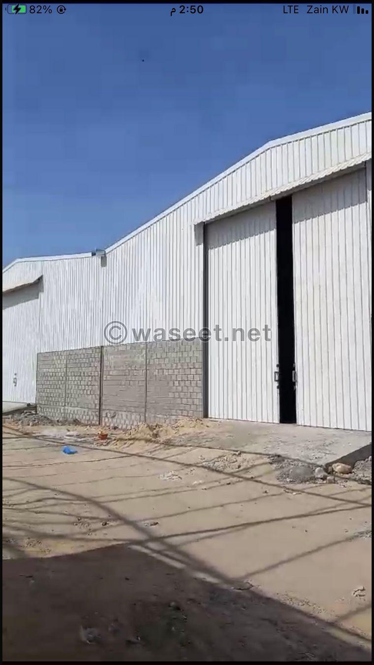 For rent a 5000 m warehouse in Mina Abdullah, fire station, electricity and municipality are licensed  1