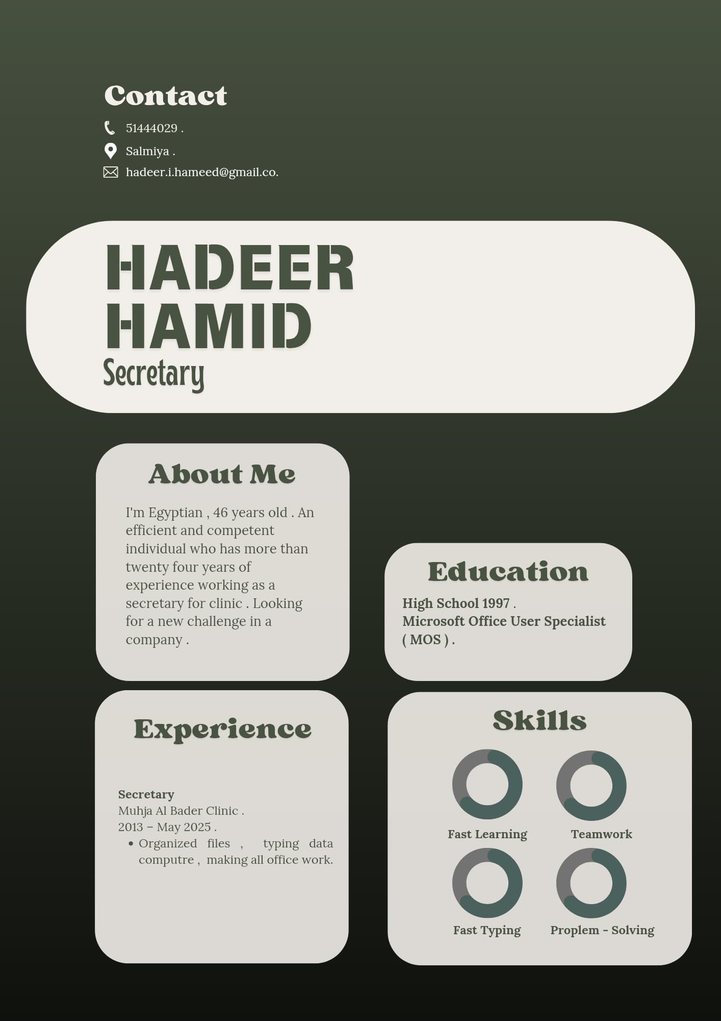 I am looking for a job in secretarial 0