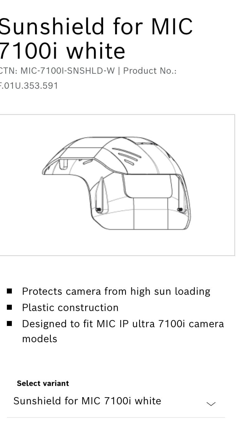The sunscreen protects the camera from the high load of sunlight 0
