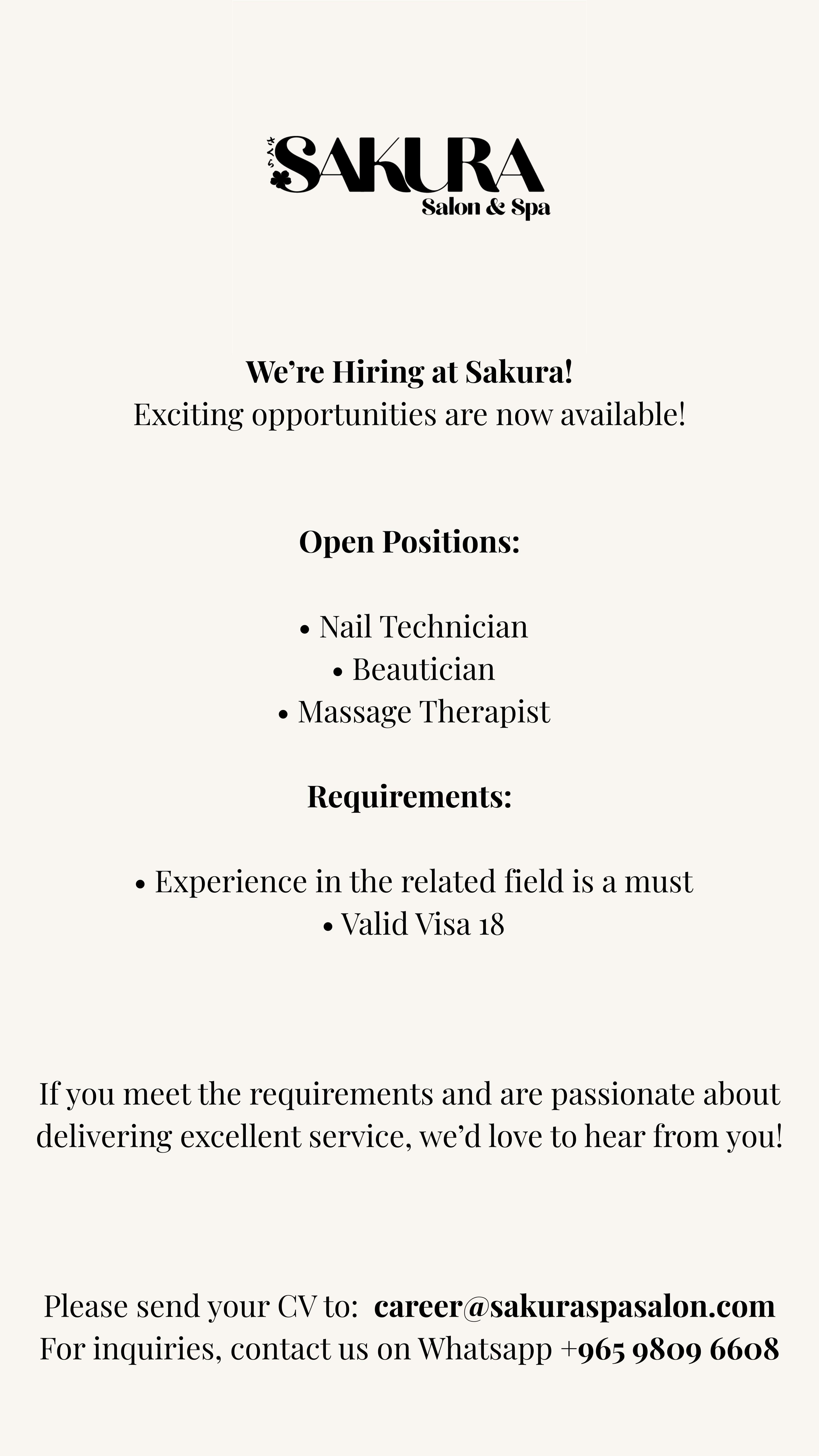 Salon Job Hiring 0