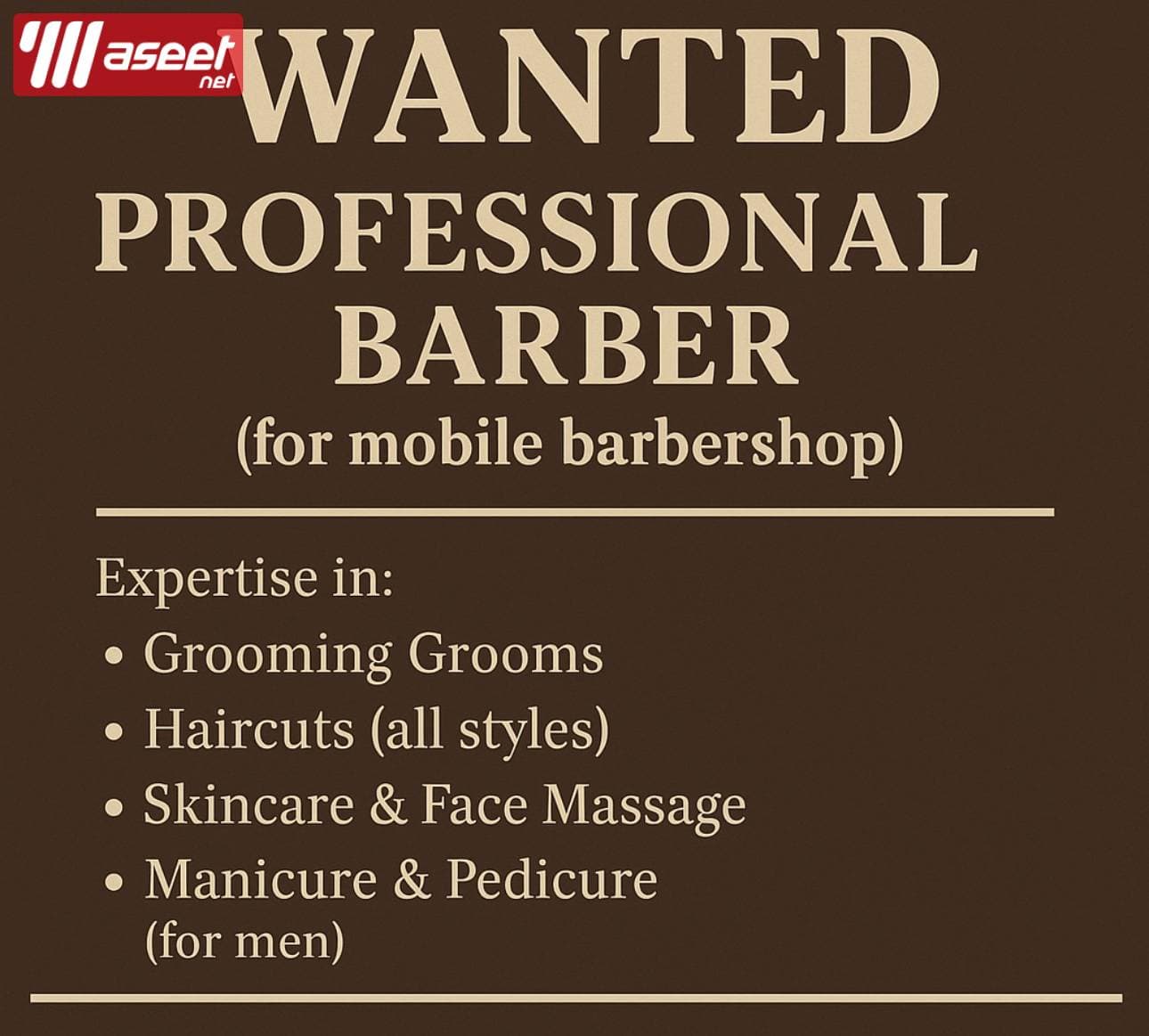 An artist barber is required 0