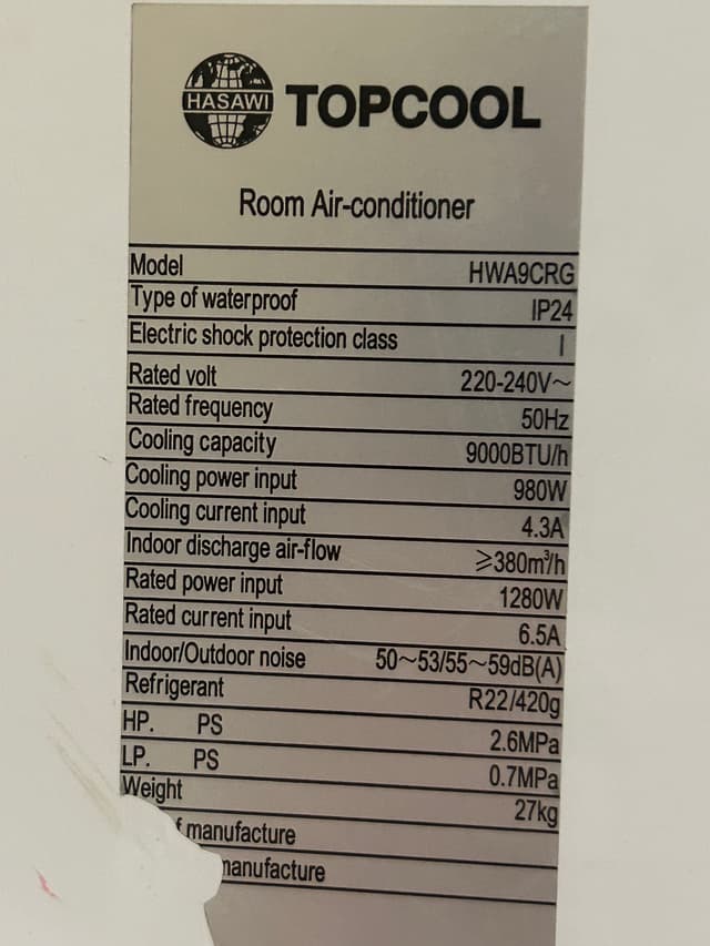 Window air conditioner (TOP COOL)