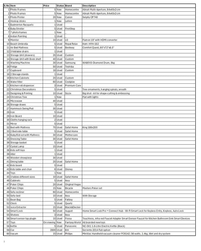 All bedroom items for immediate sale